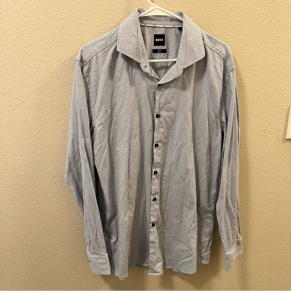 Boss Other - Hugo Boss Men's Slim Fit Stretch Light Blue Long Sleeve Button Up Shirt Size XL